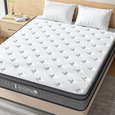 TEENO Queen Mattress 14 Inch, Hybrid Mattresses Queen Size in a Box, Medium Firm Memory Foam and Individual Pocket Springs, Fiberglass Free Bed Mattres, Breathable,CertiPUR-US - Image 8
