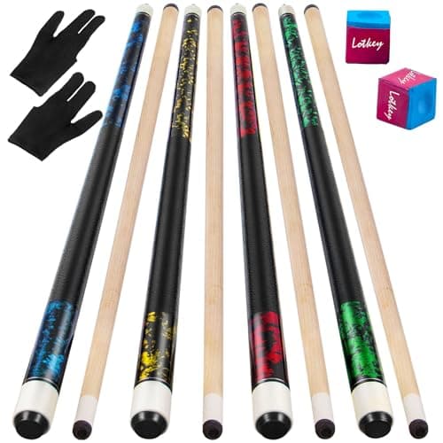 LOTKEY Pool Stick, Pool Cue 58'' 21 oz Cue Sticks with Extra 2 Pool Chalks Canadian Maple Pool Sticks Durable for Professional Billiard Players - Image 1