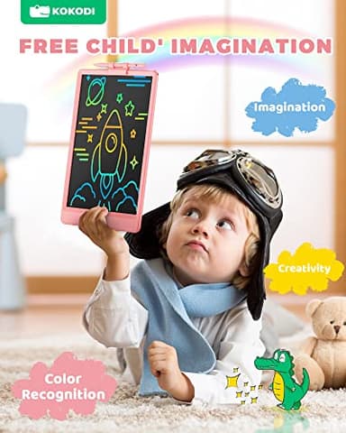 KOKODI LCD Writing Tablet,Gifts for 3 Years Old Boys and Girls,10 Inch Colorful Doodle Board Drawing Tablet, Erasable Reusable Electronic Drawing Pads, Educational and Learning Toy for Kids - Image 4