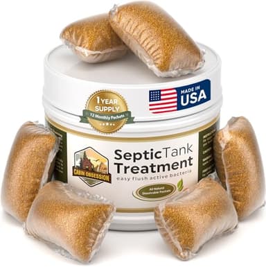 Septic Tank Treatment - 1 Year Supply of Septic Safe Dissolvable Easy Flush Live Bacteria Packets (12 Count) - Best Way to Prevent Expensive Sewage Backups - Made in USA - Image 1