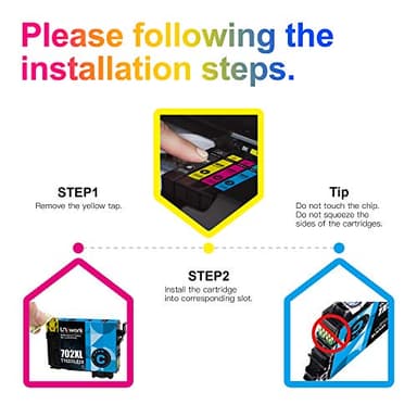 Uniwork 702XL 702 XL 702 Ink Cartridges Remanufactured Ink High Yield Replacement for Epson 702XL 702 702 XL T702XL use with Pro WF-3720 WF-3730 WF-3733 Printer (Black Cyan Magenta Yellow, 4 Pack) - Image 5