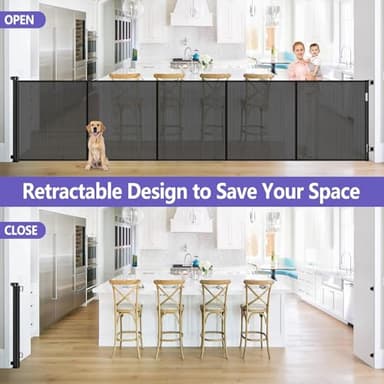 42 Inch Extra Tall Baby Gate 120 Inch Extra Wide Retractable Baby Gates for Large Openings, Upgraded Retractable Gate Keeps Pets from Getting Under Tall Pet Gate, Indoor/Outdoor Long Dog Gate - Image 5
