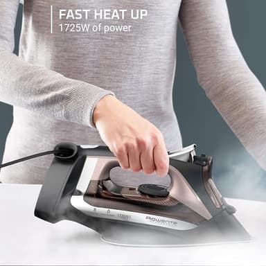 Rowenta Access Stainless Steel Soleplate Steam Iron with Retractable Cord, Powerful Steam Diffusion, Auto-off and Anti-Drip, 1725 Watts, Black Clothes Iron, DW2459 - Image 3