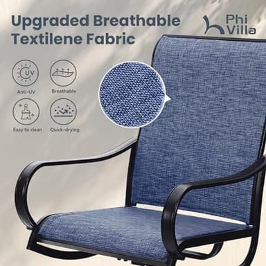 PHI VILLA Patio Swivel Dining Chairs Set of 2, All Weather Outdoor Chair with Textilene Mesh Fabric & Black Metal Frame for Outdoor Lawn Garden Poolside (Blue) - Image 5