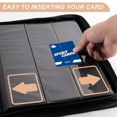 Card Binder for Trading Cards 9 Pocket, TiopLior Zip MTG Card Binders with 432 Side Loading Pocket, Card Album Fit for TCG Baseball Football Sports Card, Easy to Insert Card Collection Binder (green) - Image 3