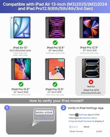 typecase Keyboard Case for iPad Air 13(M3 2025 / M2 2024) and iPad Pro 12.9 (6th, 5th, 4th,3rd Gen),Magic Keyboard, Magnetic Keyboard Case with Multi-Touch Trackpad,11 Colors Backlight,Light Blue - Image 2