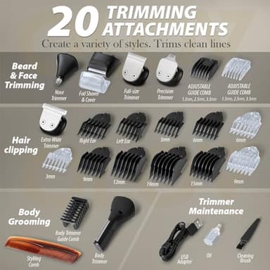 OLOV For Man Beard Trimmer, 21 Piece All-in-One Mens Grooming Kit and Hair Clipper, Nose, Ear,Body and Face, Electric Razor with USB Recharge Dock - Image 3