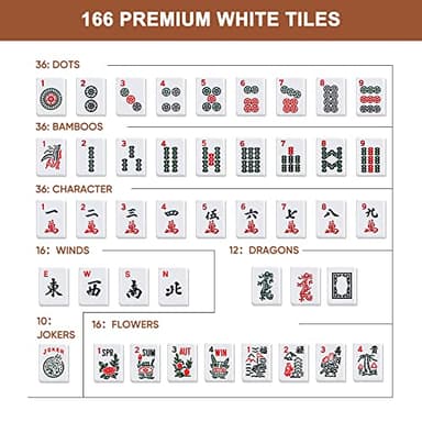 Nova Microdermabrasion American Mahjong Mah Jongg Set 166 Tiles 4 All-in-One Color Rack/Pushers Red Soft Bag Full Size Complete Mahjongg Ma Jong Set (Red) - Image 8