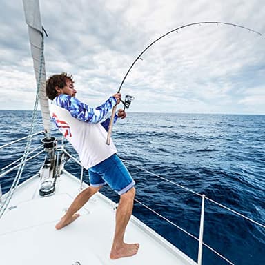 Palmyth Fishing Shirt for Men Long Sleeve Sun Protection UV UPF 50+ T-Shirts with Pocket (Largemouth bass/Flag, Large) - Image 5