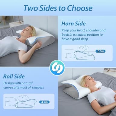 HOMCA Memory Foam Cervical Pillow, 2 in 1 Ergonomic Contour Orthopedic Pillow for Neck Pain, Contoured Support Pillows for Side Back Stomach Sleepers - Image 3