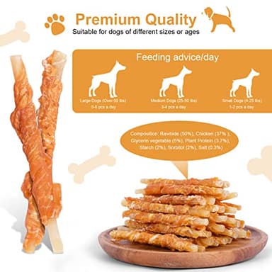 Pawant Chicken Wrapped Rawhides for Dogs Treats Puppy Training Snacks Sticks Dog Rawhide Chews All Natural Dog Treats 1lb - Image 5