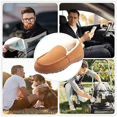 Lulex Moccasins for Men House Slippers Indoor Outdoor Plush Mens Bedroom Shoes with Hard Sole - Image 5