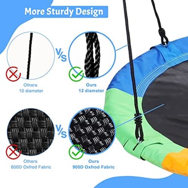 40 Inch Saucer Tree Swing for Kids, Outdoor Round Swing with Hanging Straps & Adjustable Ropes, Easy Assembly - Image 3