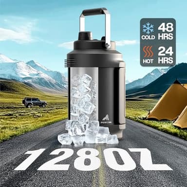 1 Gallon Insulated Water Bottle for Travel: 2-in-1 Straw Spout Lid, Dual Handle, Leakproof, Keep Cold 48H, 128oz Stainless Steel Water Jug for Gym, Biking, Road Trip, Work, Home, Picnic (Midnight) - Image 2