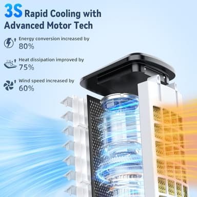 FANCOLE Windowless Portable Air Conditioners with 6 Ice Packs, 12H Smart Timer for Auto-off, 26Ft Remote, Top Fill Dual Tank, 3Speeds Evaporative Air Cooler, 70°Auto Swing Swamp Cooler Air Conditioner - Image 2