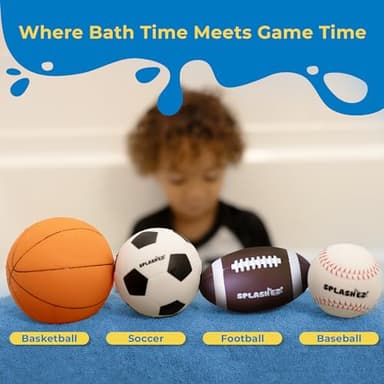 SplashEZ Baby Sports Bath Toys | Mold Free Bath Toys for Kids & Toddlers with No Hole for Water | Balls Set Ideal Size for Little Hands | Safe, Durable for Baby Tub Pool Fun for Boys Girls Ages 0 & Up - Image 2