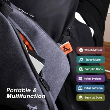 ROOFULL External CD DVD Drive for Mac Laptop, USB 3.0 & USB-C CD DVD Reader Writer Burner Player ROM/RW Portable Optical Disc Drive for Apple MacBook Pro, iMac, Windows 11/10/8/7 Computer PC, White - Image 7