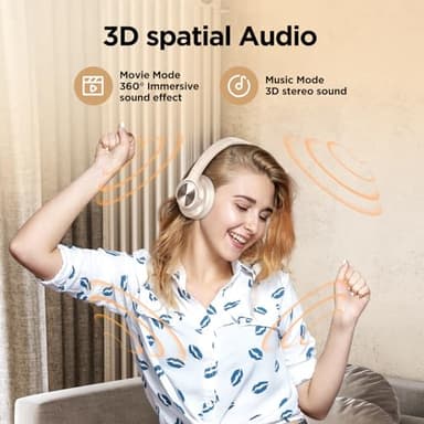 FIO MOTUS Noise Cancelling Headphones: Wireless Over Ear Bluetooth Headphones with 130H Playtime - Hi-Res Sound Custom EQ via App Deep Bass Comfort Fit Ear Cups for Travel Home Office - Image 4