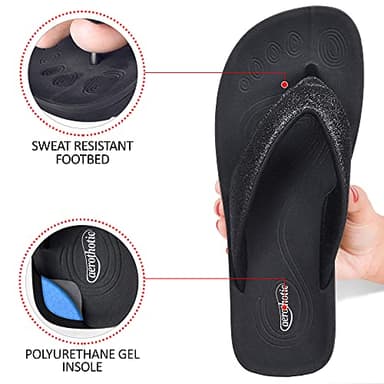 AEROTHOTIC Women's Comfortable Orthotic Flip-Flops Sandal (US Women 9, Crystal Black) - Image 5