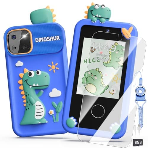 Luyiilo Kids Smart Phone Toys for Boys,Dinosaurs Gift Toys for Boys Ages 3-9 Christmas Birthday Gifts Mini Smart Phone Toys With 2.8" Touchscreen 16 Learning Games Dual Camera Music Player, 8G SD Card - Image 1