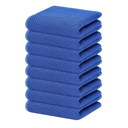 Homaxy 100% Cotton Waffle Weave Kitchen Dish Towels, Ultra Soft Absorbent Quick Drying Cleaning Towel, 13 x 28 Inches, 8-Pack, Blueberry - Image 1