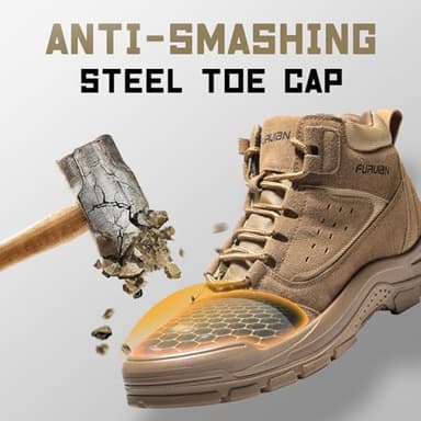 Furuian Steel Toe Boots for Men Women Comfortable Lightweight Work Boots for Men Slip Resistant High Top Steel Toe Safety Shoes Puncture Proof Indestructible Construction Boots - Image 2