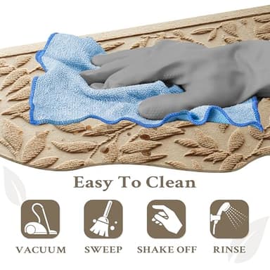 Beige Leaves Outdoor Indoor Entrance Doormats, Absorbent Durable Heavy Duty Welcome Front Door Mat,Thick Natural Rubber Back,Easy Clean Entryway Mat 17x30 Inch, Low Profile - Image 7