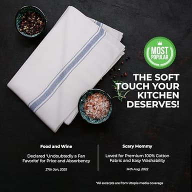 Utopia Towels Blue Dish Towels [24 Pack - 15 x 25 Inches] 100% Ring Spun Cotton Highly Absorbent & Reusable Cleaning Bar, Tea, Kitchen and Dishcloths Set - 200 GSM - Image 3