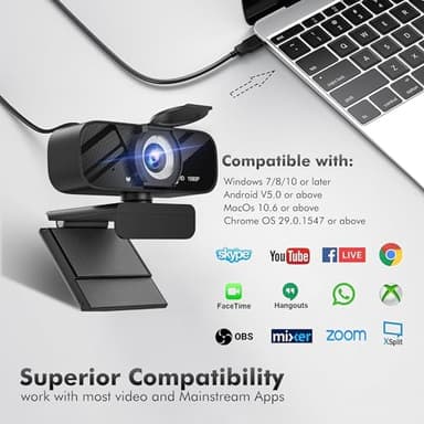 Gohero Full HD 1080P Video Webcam, Noise Cancellation, Privacy Cover, Wide-Angle Lens, Auto Light Correction, Plug & Play USB Webcam for Laptop, Desktop, PC, Mac, Zoom, Skype Pro Series - Image 7