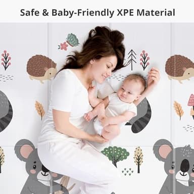PIGLOG Foldable Baby Play Mat,59x59 Inches Baby Crawling Mat,0.8 Inch Thicken One-Piece Baby Playmat,Non Slip,Waterproof Activity Playmats for Babies,Toddlers,Infants, Play & Tummy Time,Koala - Image 6