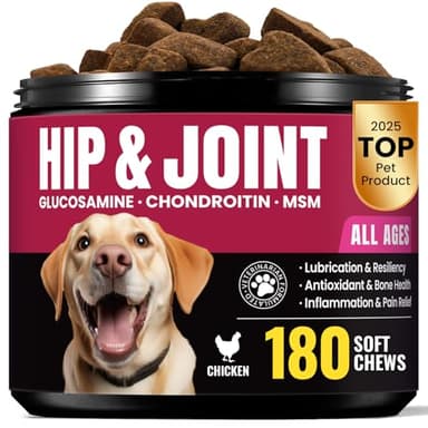Glucosamine for Dogs Hip and Joint Supplement Chews, Chondroitin Joint Supplement for Dogs, Joint Chews for Dog, Dog Supplement for Joint Pain Relief - 60-Day Satisfaction Guarantee -180 Ct - Image 1