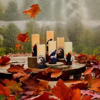 Halloween Flameless LED Candles, Set of 6, Gothic Design with Remote Control, 6 in x 2.15 in, 2AA Battery Operated 400+ Hours, Timer Function, Halloween Decorations in Fall, Indoor/Outdoor Ues. - Image 4