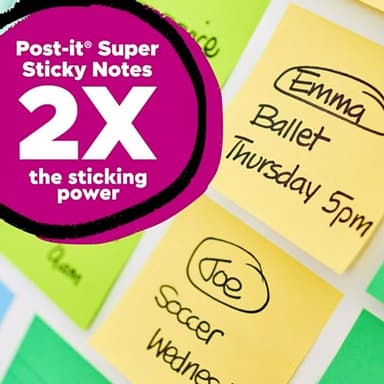 Post-it 100% Recycled Paper Super Sticky Notes, 2X The Sticking Power, 4x6 in, Lined, 4 Pads/Pack, 45 Sheets/Pad, Canary Yellow (4621R-4SSCY) - Image 3