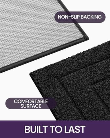 DEXI Bathroom Rug 43x24, Non Slip Washable Bath Mat for Shower Floor, Extra Large Absorbent Soft Bathmat with Rubber Backing, Quick Dry Microfiber Carpet, Black - Image 4