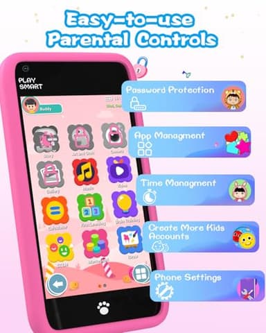 MOMILLA Kids Toys Smart Phone, Girls Toys with 3.97" Touchscreen Phone, Birthday Gift for Kids Age 3-12, Toddler Toys Learning Smartphone, 16 GB Storage Cell Phone with Front Camera (No Dual Camera) - Image 7