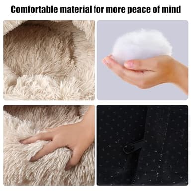 FORMYCATIE Cat Beds for Indoor Cats,Cat Cave for Puppy and Kitty,Calming Small Dog Bed for Small Dogs with Cover Cave,Cozy Warming Fluffy Washable Anti-Slip Pet Sleeping Bag(20 * 20inch,Beige) - Image 2