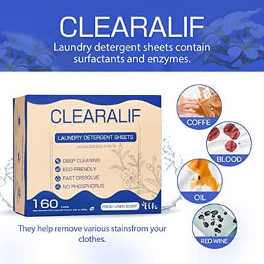CLEARALIF Laundry Detergent Sheets Up to 160 Loads, Fresh Linen - Great For Travel,Apartments, Dorms,Laundry Detergent Strips Eco Friendly & Hypoallergenic - Image 2
