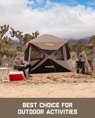 FanttikOutdoor Alpha C4 Ultra Camping Tent 4 Person Pop Up Instant Cabin Setup in 60 Seconds Portable Hub Tent with Rainfly & Windproof for Outdoor Camping & Overlanding, Khaki - Image 4