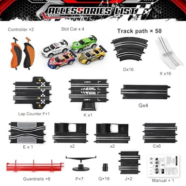 3 IN 1 Slot Car Race Track Sets with 4 High Speed Slot Cars, Electric Race Car Track Include Circular Overpass Flash Tracks, 1:43 Remote Control Track Car Game Toys Gifts for Adults Boys Ages 6 7 8-12 - Image 5