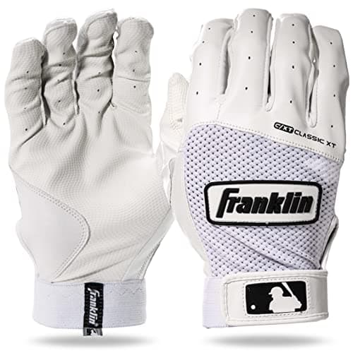 Franklin Sports MLB Batting Gloves - Classic XT Adult Men's + Youth Batting Gloves Pair - Baseball + Softball Gear - White - Adult Large - Image 1