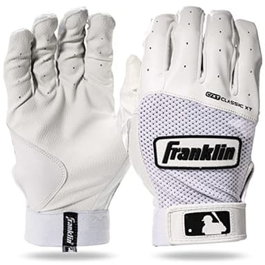 Franklin Sports MLB Batting Gloves - Classic XT Adult Men's + Youth Batting Gloves Pair - Baseball + Softball Gear - White - Adult Large - Image 1