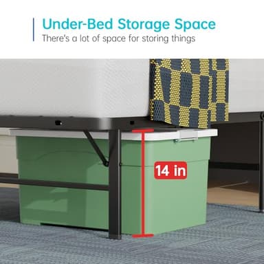 Queen Bed Frame Metal Platform Bed Frame Queen Size 14 Inch Mattress Foundation Box Spring Replacement Heavy Duty Steel Slat Noise-Free Easy Assembly,Black - Image 6