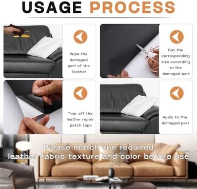 Fadoub Leather Repair Patch, 3 x 60In Self Adhesive Leather Repair Tape Kit for Furniture, Couch, Sofa, Office, Car Seats, Car Interior,Vinyl Repair Kit (Black-Fine Grain - Image 4