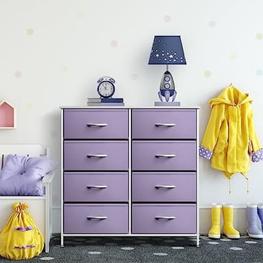 Sorbus Kids Dresser with 8 Drawers - Storage Unit Organizer Chest for Clothes - Bedroom, Kids Room, Nursery, & Closet (Purple, 31.5 x 12 x 32-8 Drawer) - Image 6
