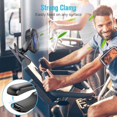 BESKAR Portable Clip on Fan Rechargeable, 4 Speeds Small Battery Operated Fans, USB Desk Fan with Strong Airflow, Sturdy Clamp Fans for Golf Cart Office Outdoor Travel Camping - Image 5