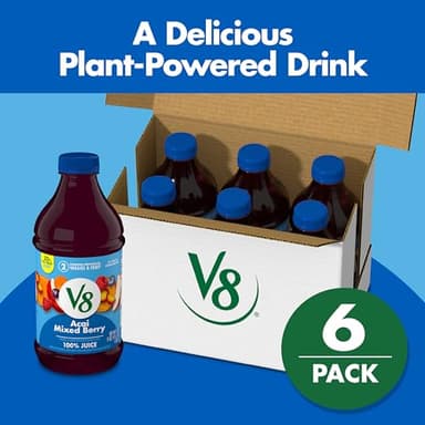 V8 Acai Mixed Berry 100% Fruit and Vegetable Juice, 46 fl oz Bottle (6 Pack) - Image 2