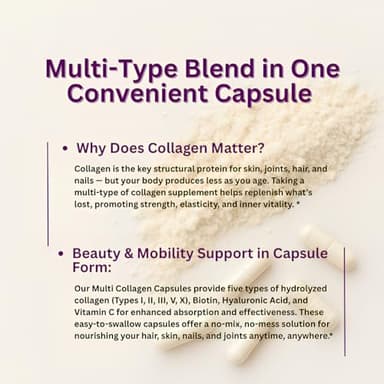 Micro Ingredients Multi Collagen Pills for Women & Men, 240 Capsules | Type I, II, III, V, X - Hydrolyzed Peptides with Biotin, Hyaluronic Acid & Vitamin C | Hair, Skin, Nail & Joint Support* - Image 7