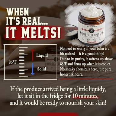 Organic Beef Tallow for Skin - 4 OZ (Unscented) — Grass Fed Beef Tallow for face + Body — US-Made Whipped Tallow and Honey Balm Moisturizer for Dry and Sensitive Skin, Eczema, Rosacea (No Additives) - Image 3