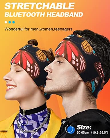 LC-dolida Sleep Headphones Headband Bluetooth 5.4, Sports Headband Earphones Wireless with Speaker Microphone USB C for Women Sleeping Gift Workout Jogging Yoga Insomnia Travel Meditation, Butterfly - Image 2