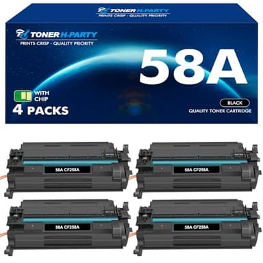 CF258A 58A Toner Cartridge Black M428fdw M404n Compatible Replacement for HP 58A CF258A 58X CF258X for HP Laserjet Pro MFP M428fdn M428dw Pro M404n M404dn M404dw M404 Printer Ink with Chip 4 Pack - Image 1